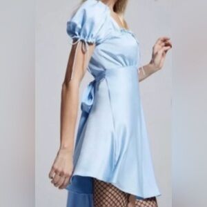 NastyGal x Courtney Love Blue Puff Sleeve Satin Dollpart babydoll dress. Unworn